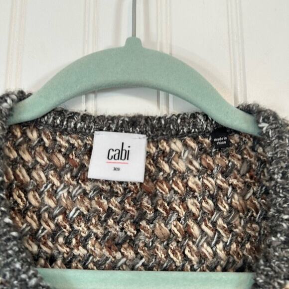 CABi‎ Button Cardigan Weave Design Brown and White Covered Buttons - Picture 2 of 6